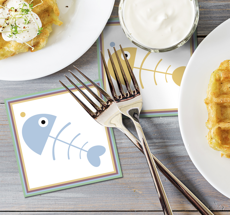 Cute fishbone animal coaster - TenStickers