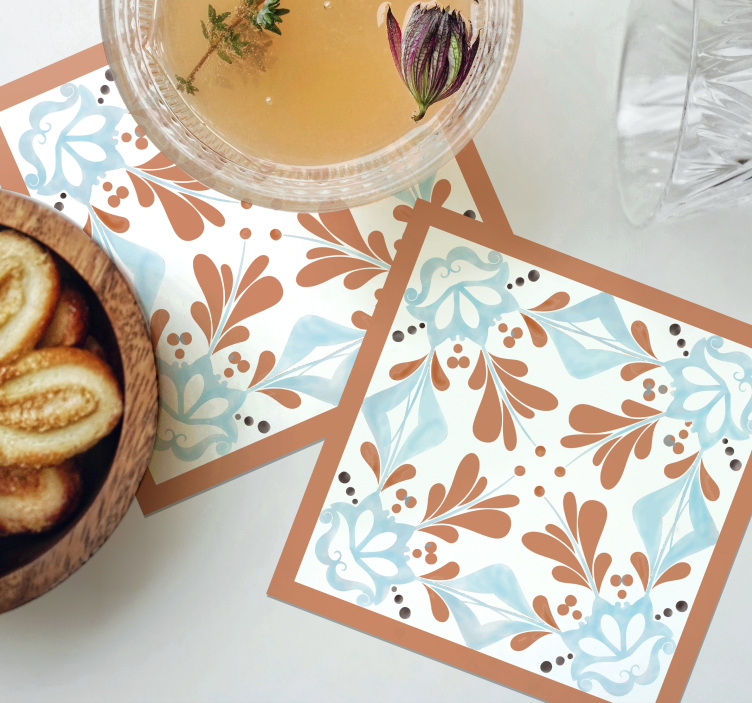 Floral Mediterranean tiles coasters - TenStickers