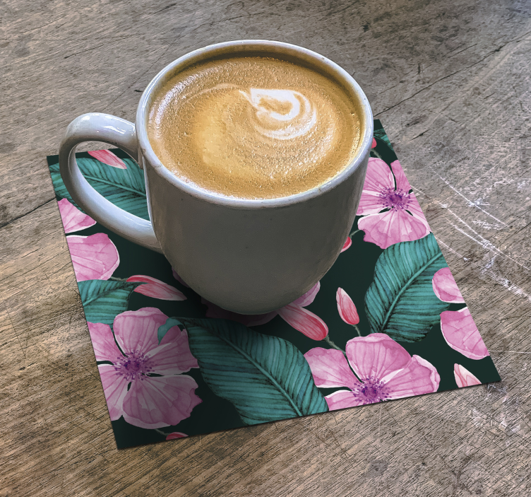 Flowers and leaves nature coaster - TenStickers