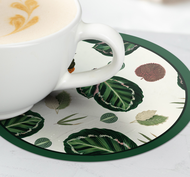 Green red maranta leaves flower coaster - TenStickers