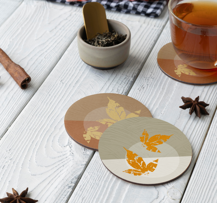 Leaf pattern overlays modern coasters - TenStickers