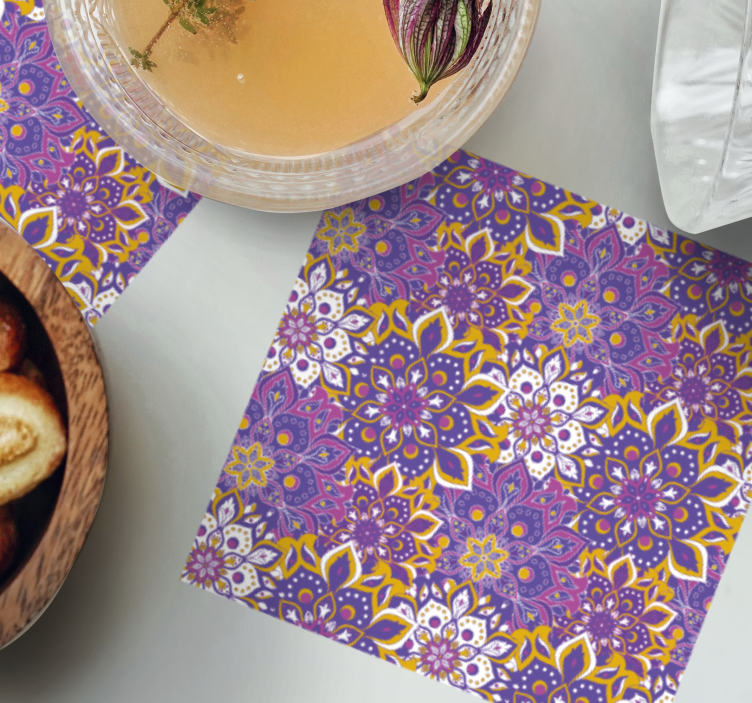 Moroccan style purple tones tile coasters - TenStickers