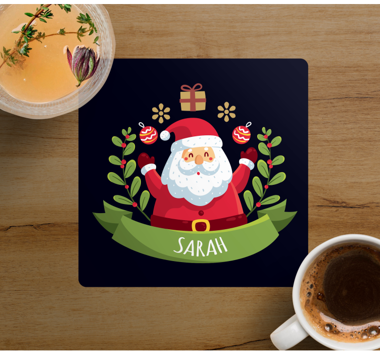 santa claus with name christmas coaster - TenStickers