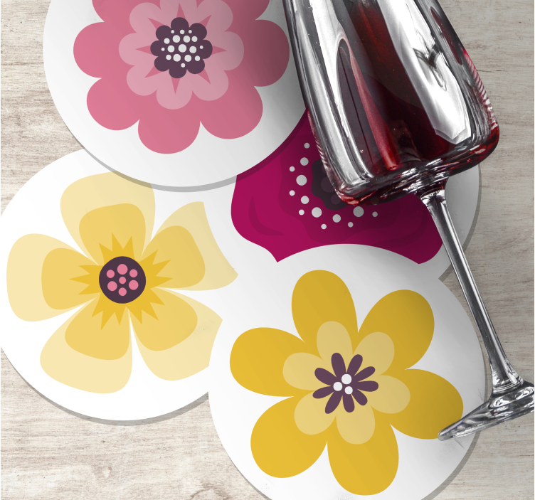 Simple flower silhouette modern coaster - TenStickers