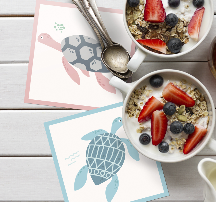 Soft Colours Turtles Coaster Set - TenStickers