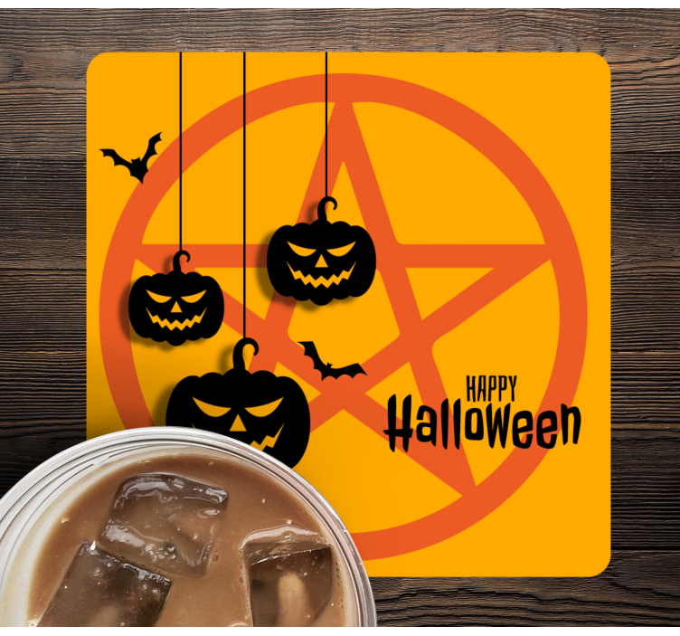 Spooky Pumpkin Motif Halloween coaster - TenStickers