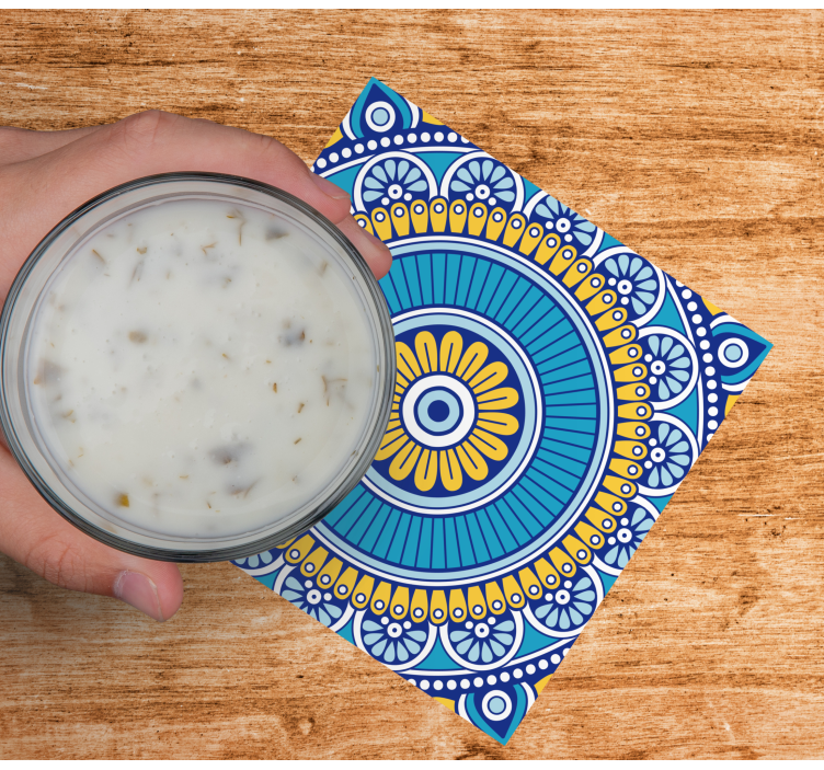 Tile effect blue bright mandala tile coasters - TenStickers