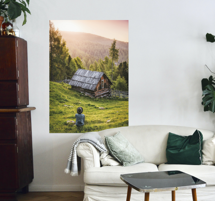 Landscape house on the forest poster - TenStickers