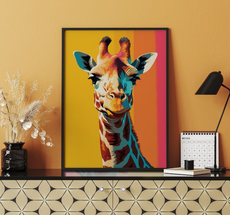 giraffe portrait pop art poster - TenStickers