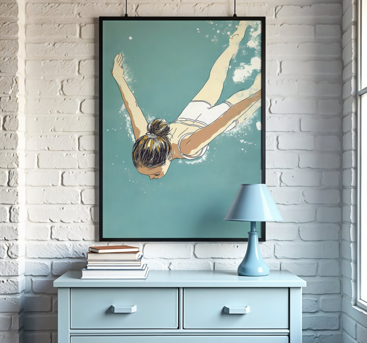 Swimmer artistic drawing poster - TenStickers