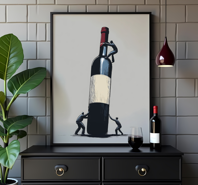 working on a bottle of wine abstract poster - TenStickers