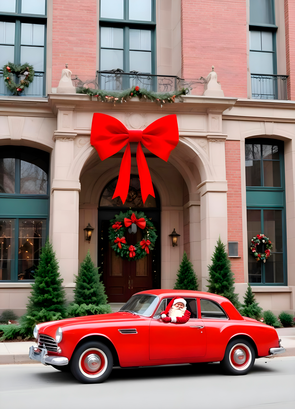 Car in the winter christmas poster - TenStickers