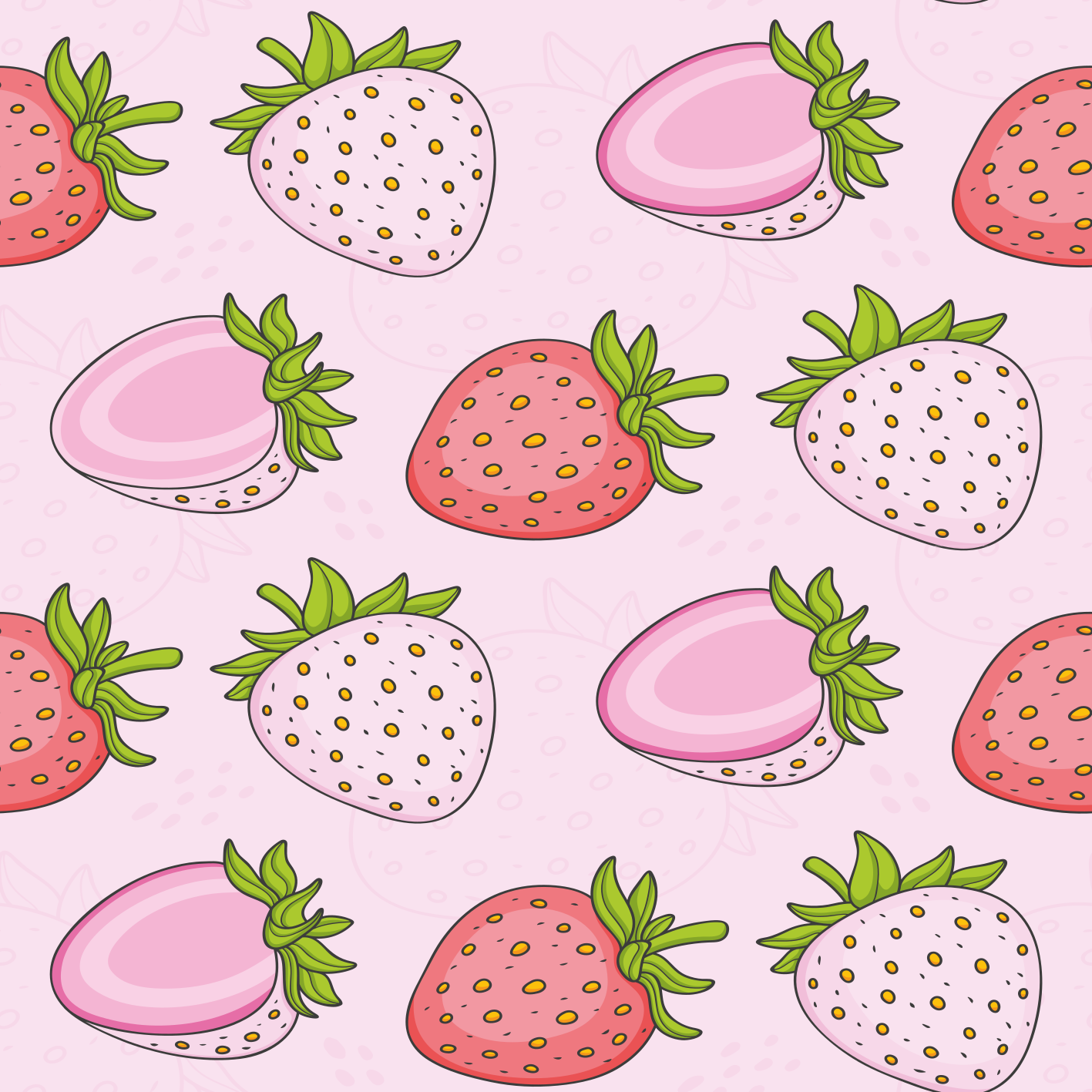 Kitchen poster seamless pink and red strawberries - TenStickers