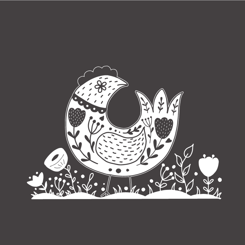 Kitchen poster featuring proud chickens with polish flowers - TenStickers