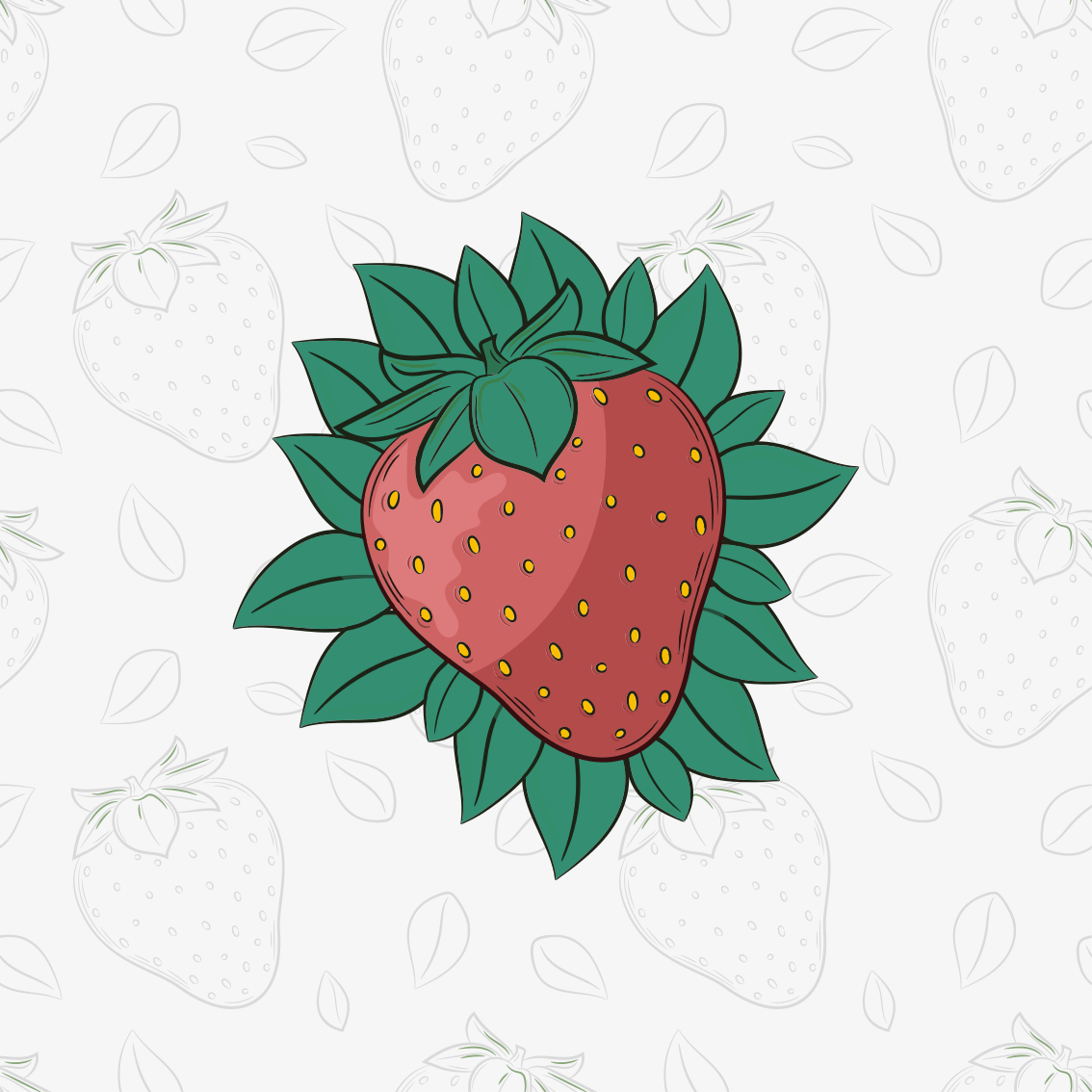 Kitchen poster bright juicy strawberries green leaves - TenStickers