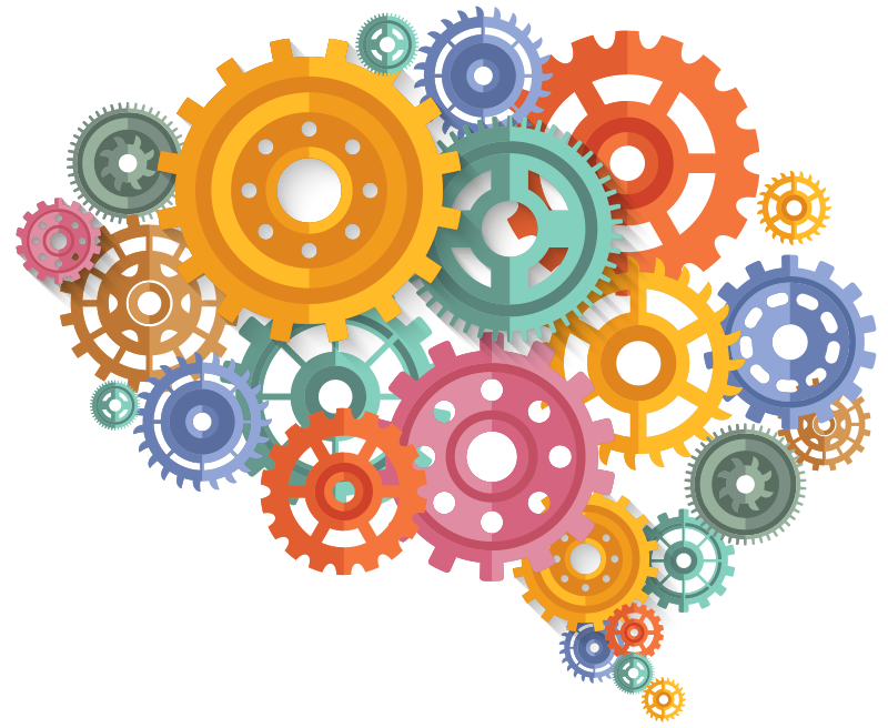 Office poster with brain-colored cogs - TenStickers