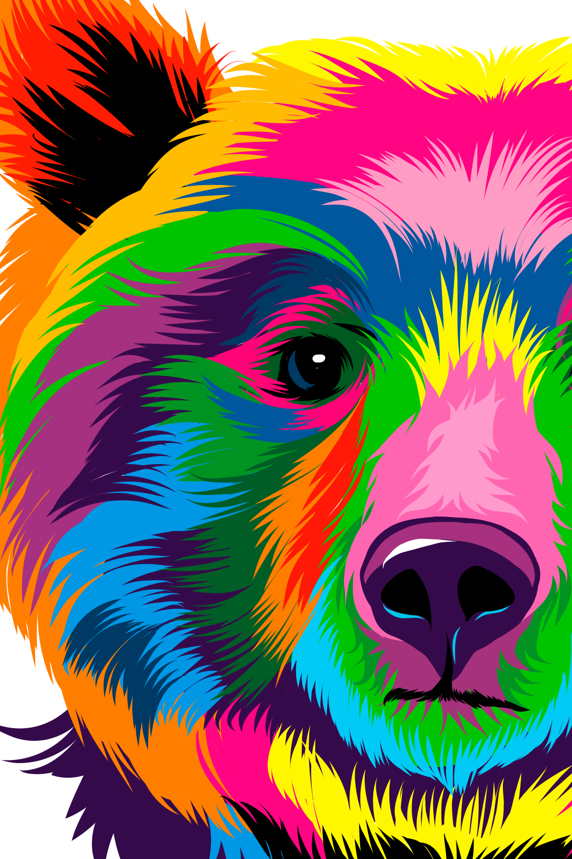 Living room poster colorful bear - TenStickers
