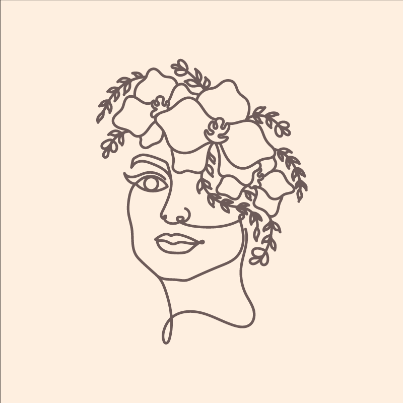 Living room poster silhouette of a cute woman with flowers - TenStickers