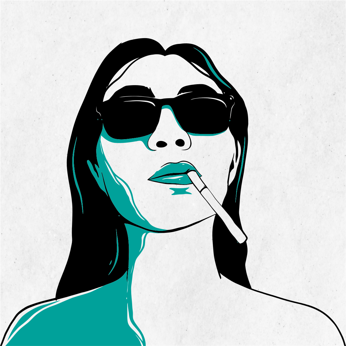 Living room poster of a smoking woman’s face - TenStickers