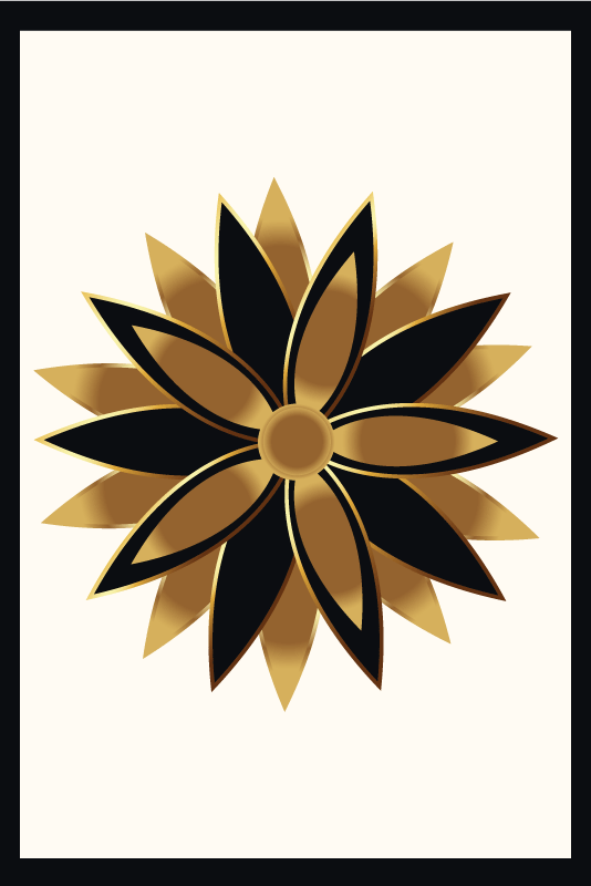 Living room poster golden flowers - TenStickers