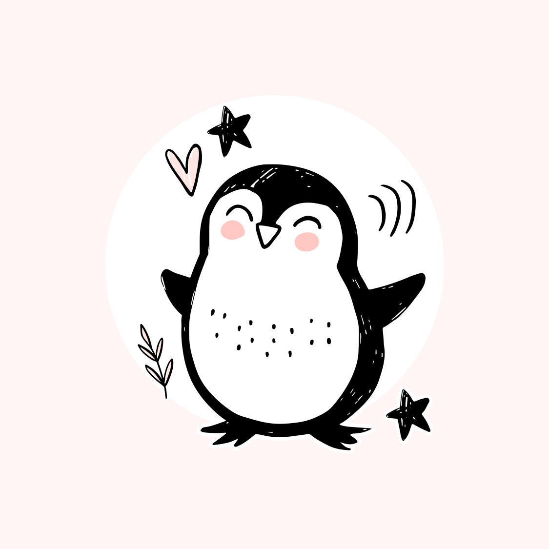 Nursery poster cute baby penguin doodle - TenStickers