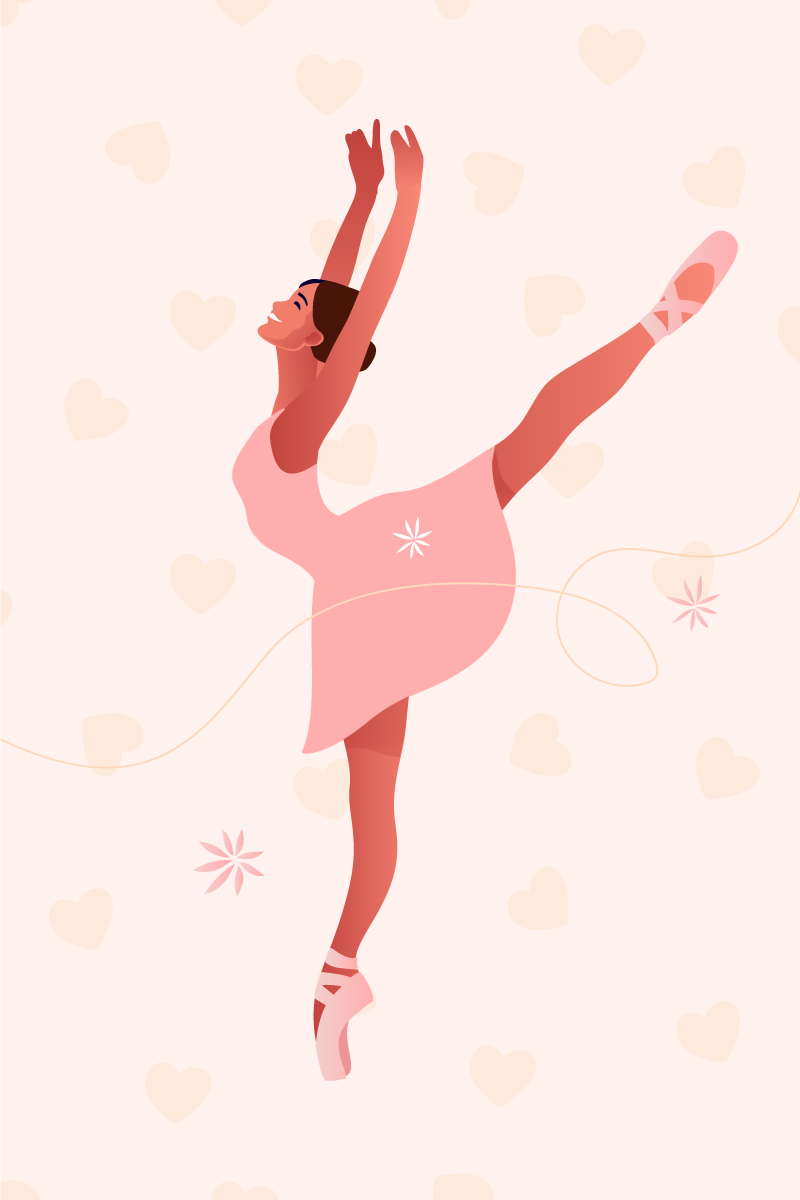 Nursery poster ballerina with hearts artwork - TenStickers