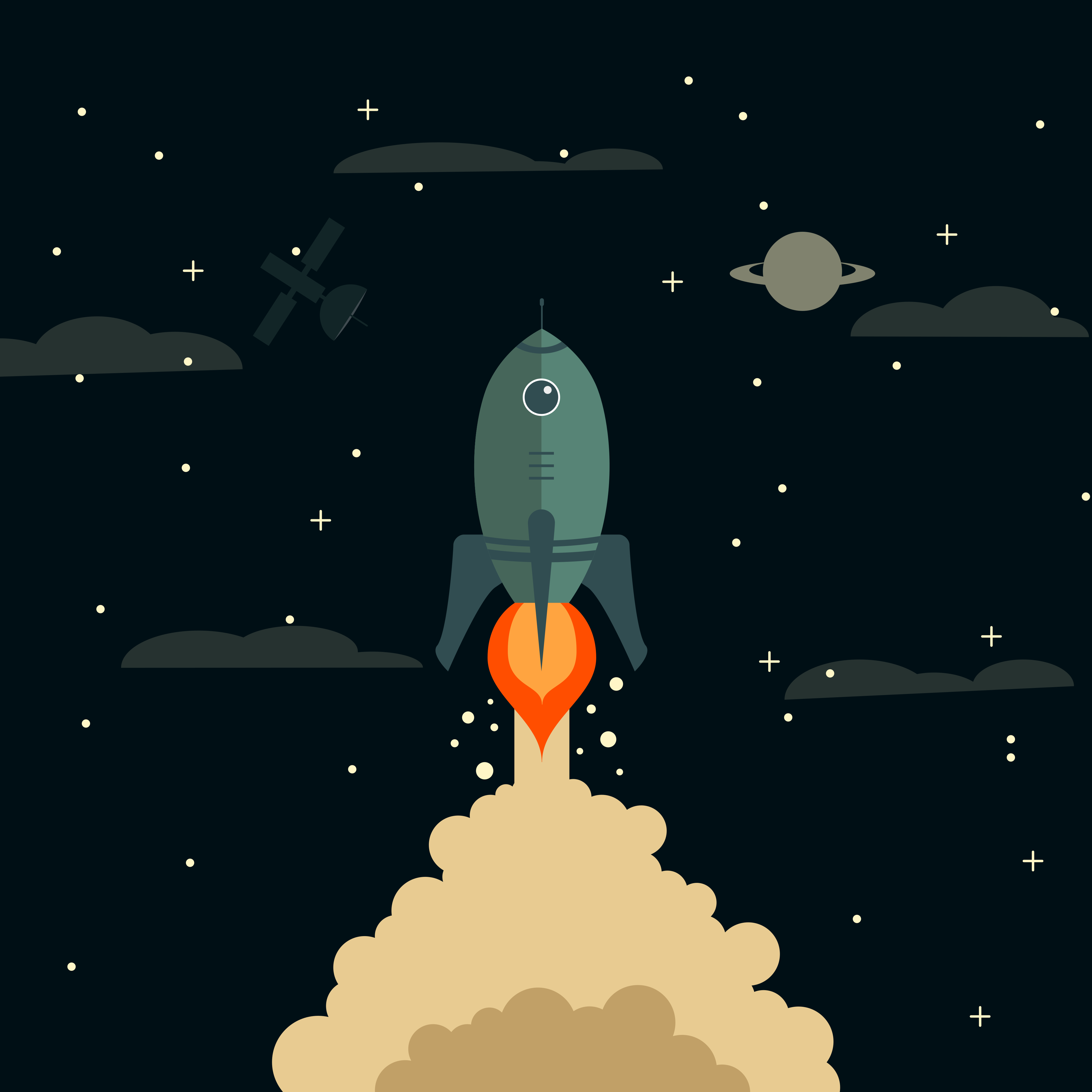Nursery poster cartoon rocket launching to space - TenStickers