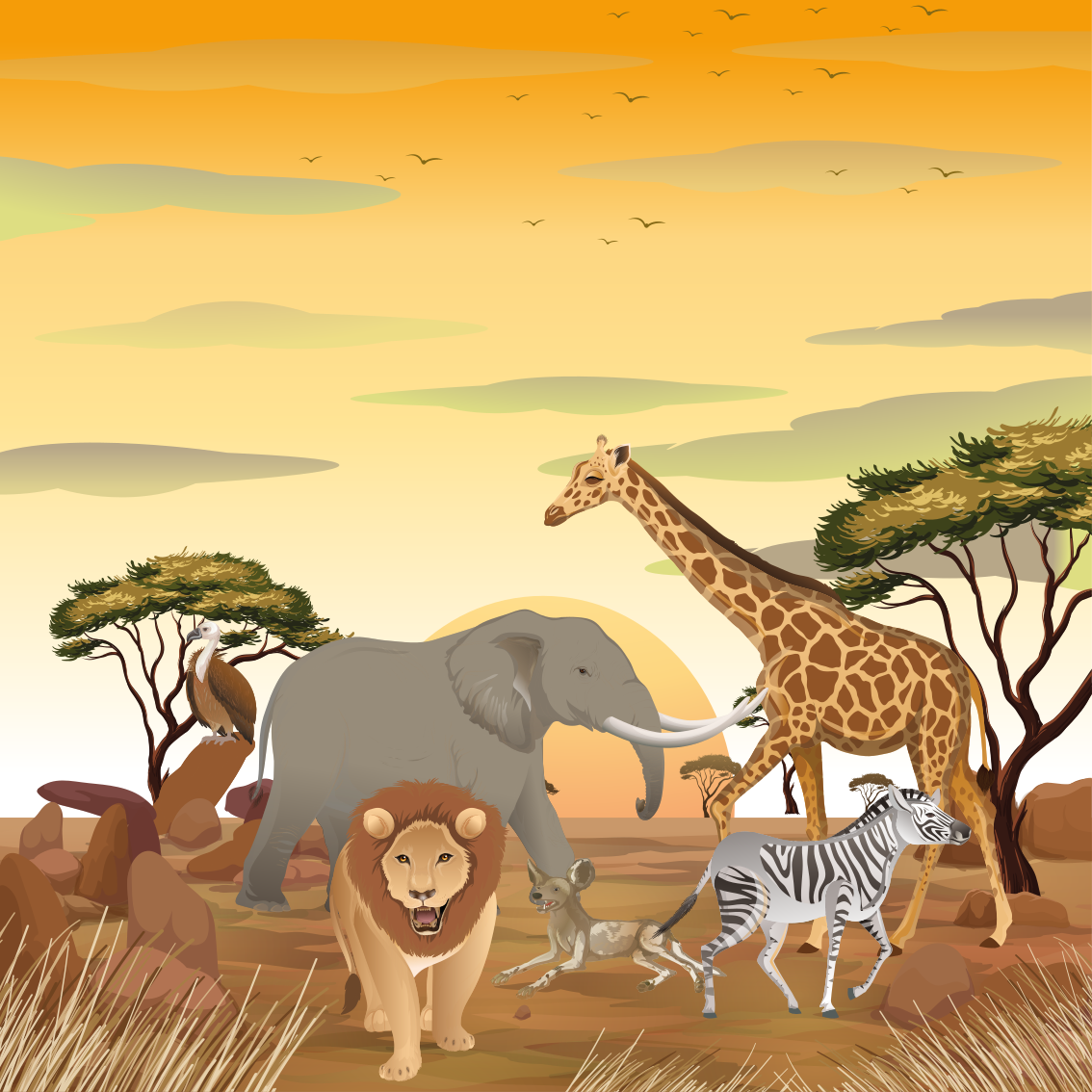 Nursery poster featuring african animals and plants - TenStickers