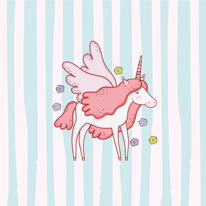 Nursery poster with unicorns, wings, and flowers - TenStickers