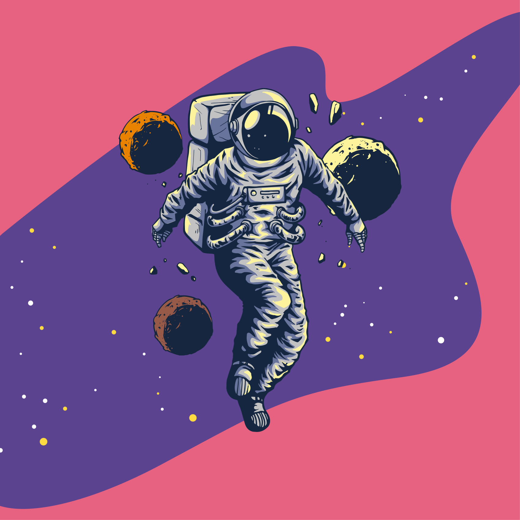 Nursery poster hand drawn astronaut flying design - TenStickers