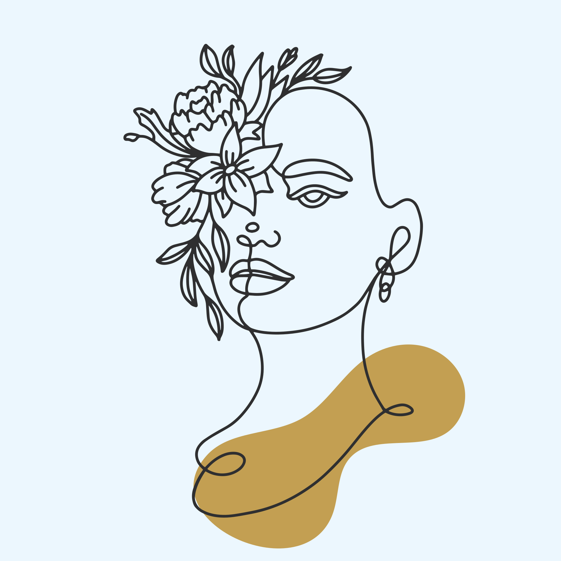 Flower poster abstract woman lines art print - TenStickers