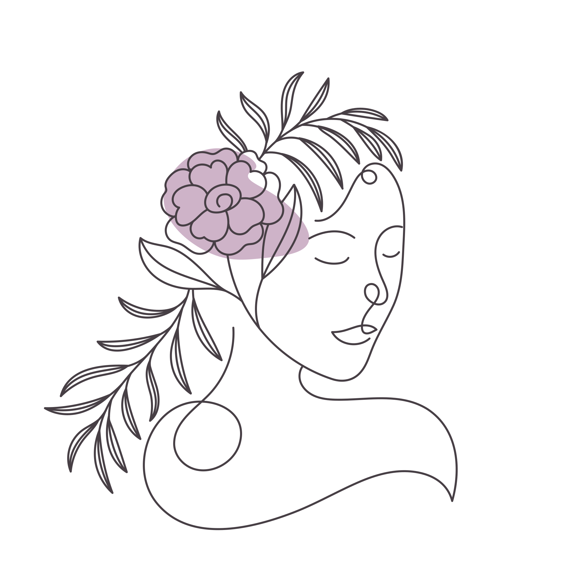 Flower poster with minimalist woman face - TenStickers