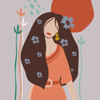 Flower poster of abstract woman with long hair - TenStickers