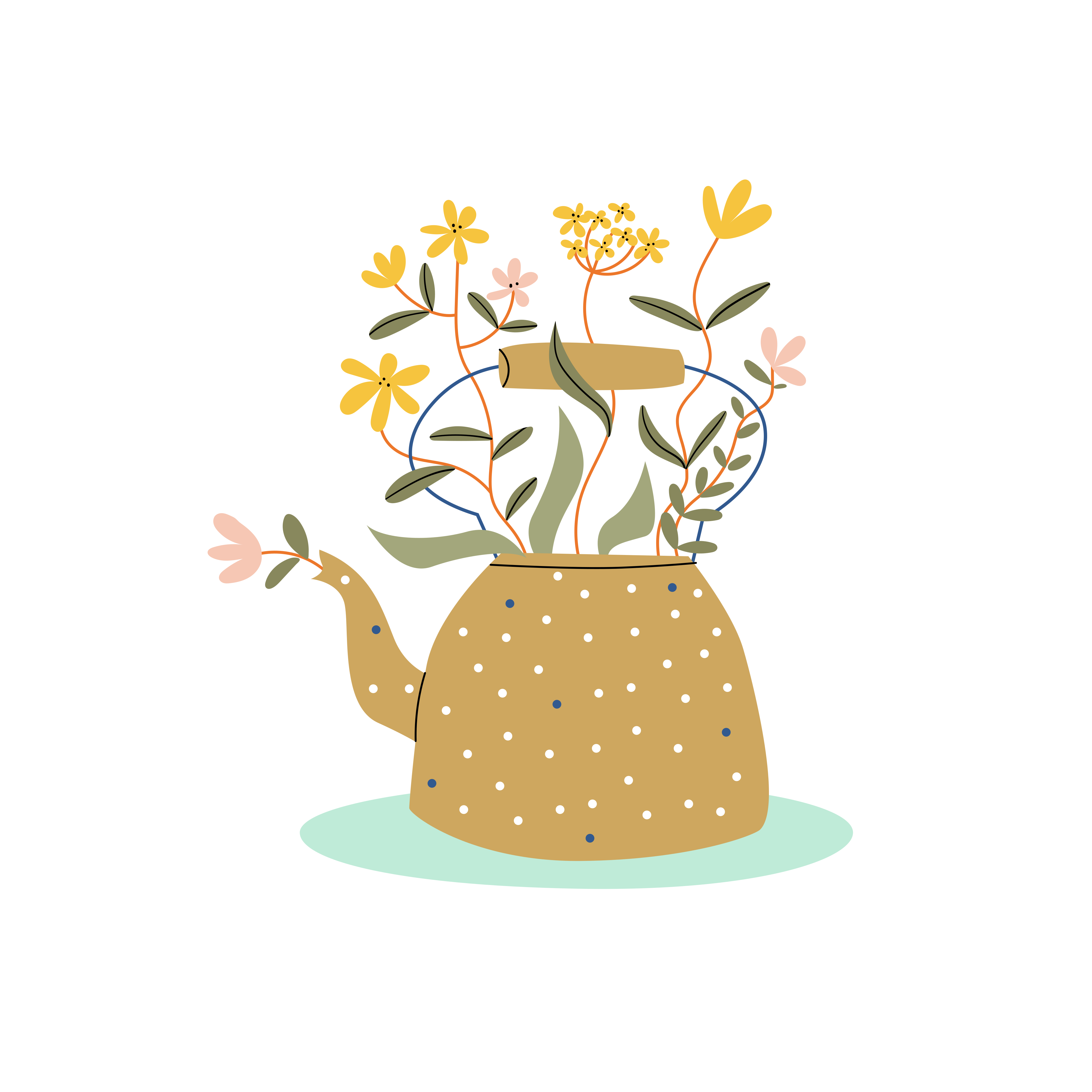 Flower poster with abstract watering can design - TenStickers