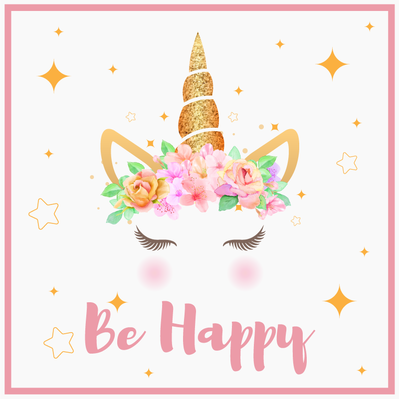 Poster for teenager unicorns quote be happy - TenStickers
