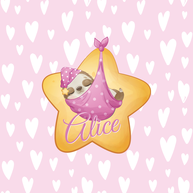 Customisable poster of sleeping sloth star - TenStickers