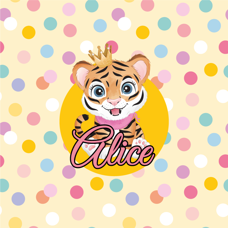 Customisable poster cute tiger character - TenStickers