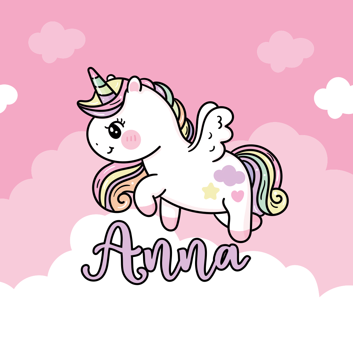 Customisable poster cute unicorn dream - TenStickers