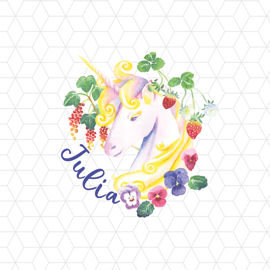 Customisable poster unicorn floral design - TenStickers
