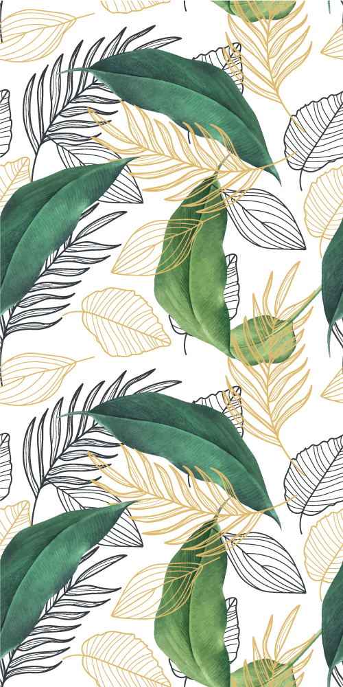Plant poster with green and gold leaf art - TenStickers
