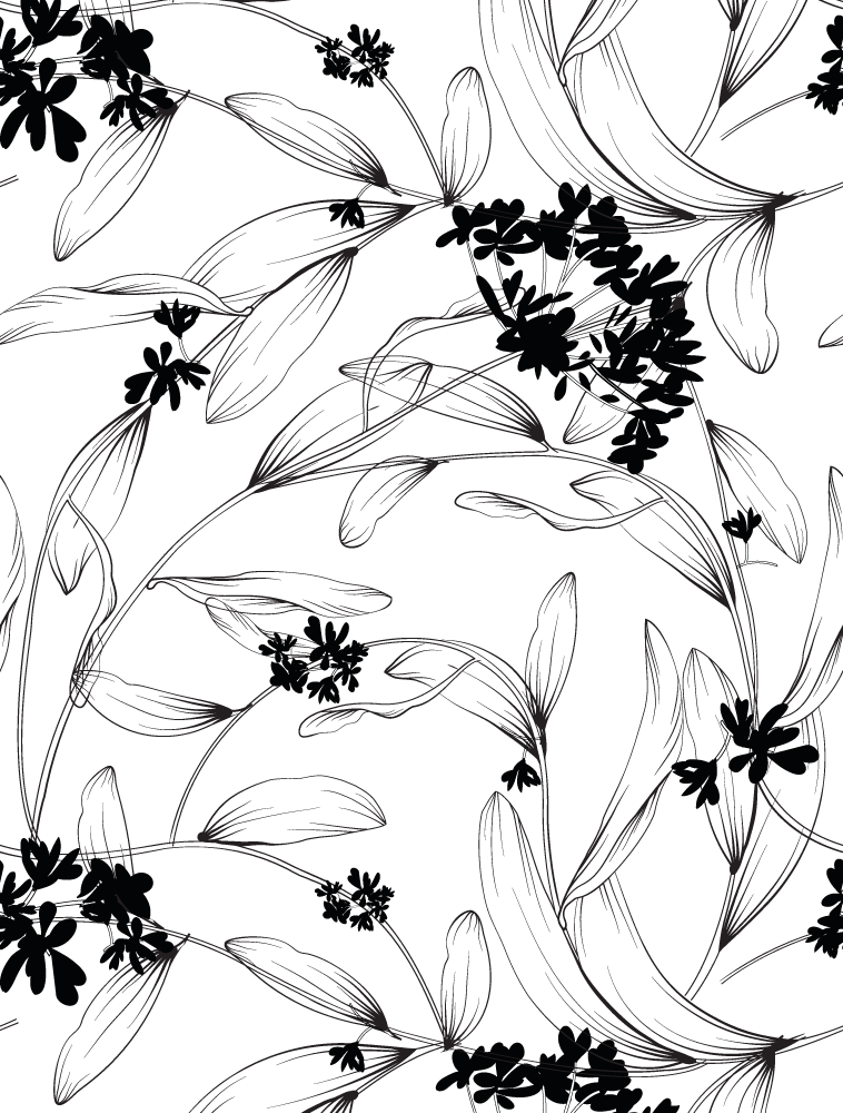 Plant poster with black leaves pattern - TenStickers