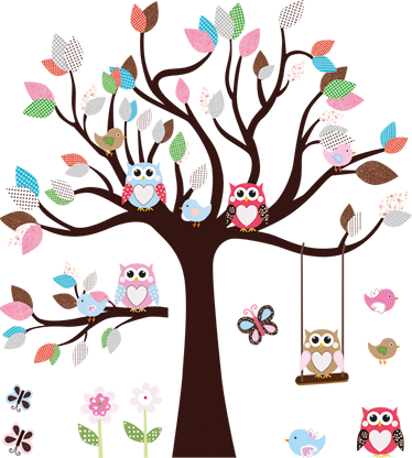 Tree poster owls in the tree nursery wall art - TenStickers