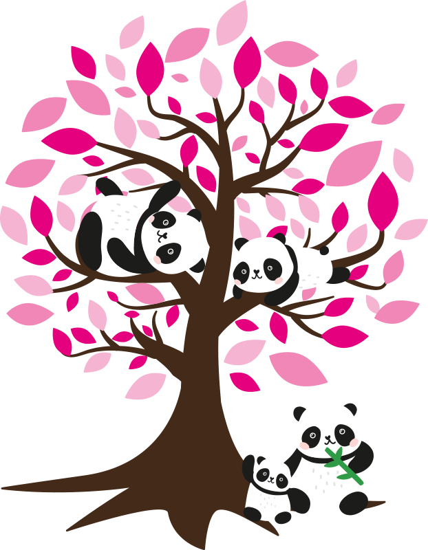 Tree poster with panda kids wall sticker - TenStickers
