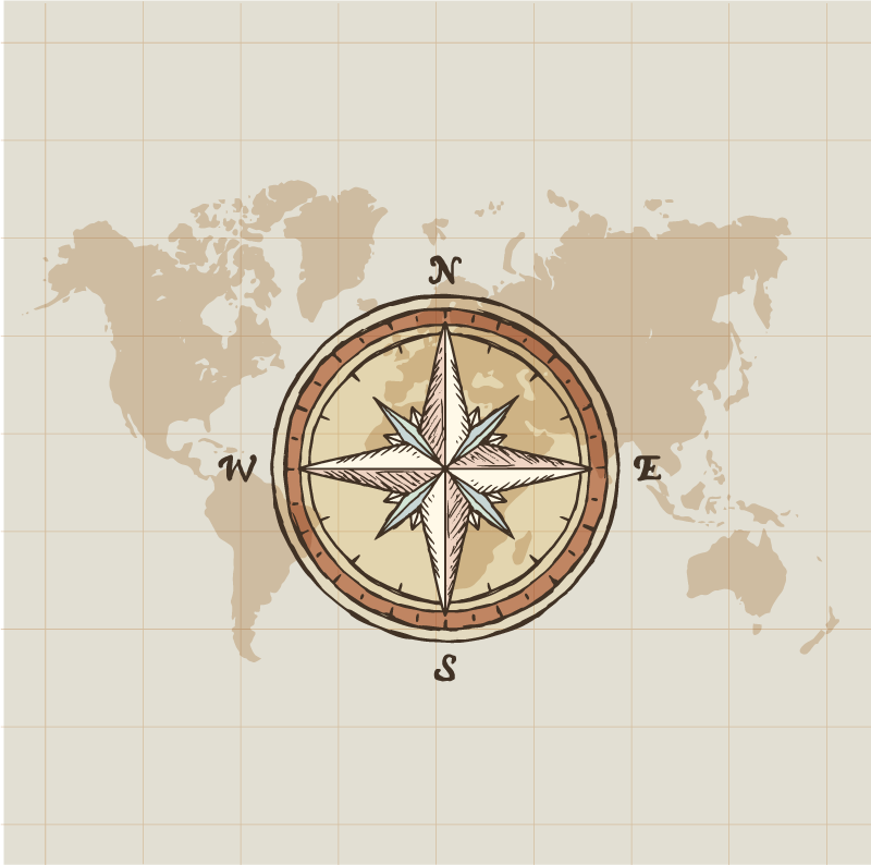 Map poster vintage cartography and compass design - TenStickers