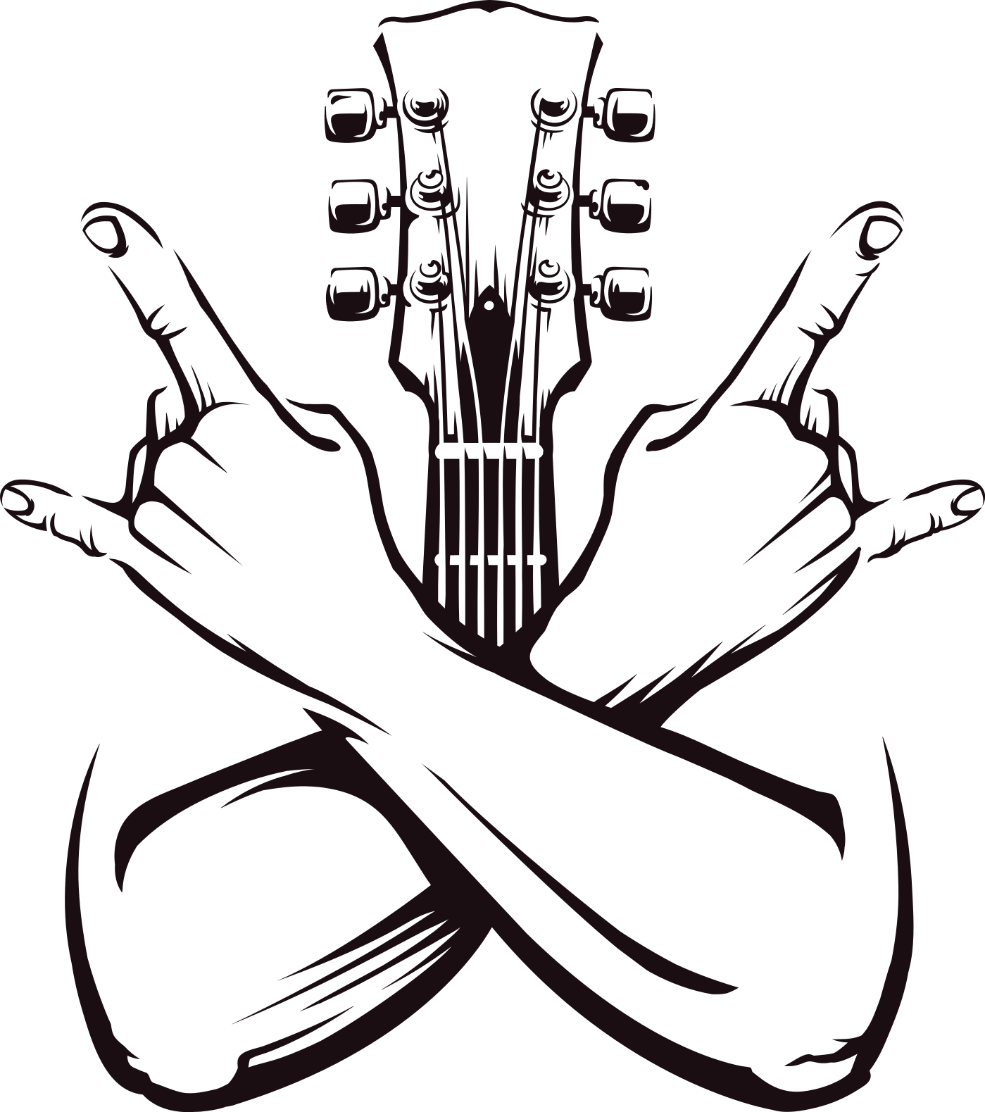 Music poster crossed hands sign rock - TenStickers