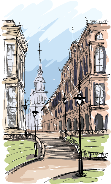 Landscape poster watercolor city park - TenStickers