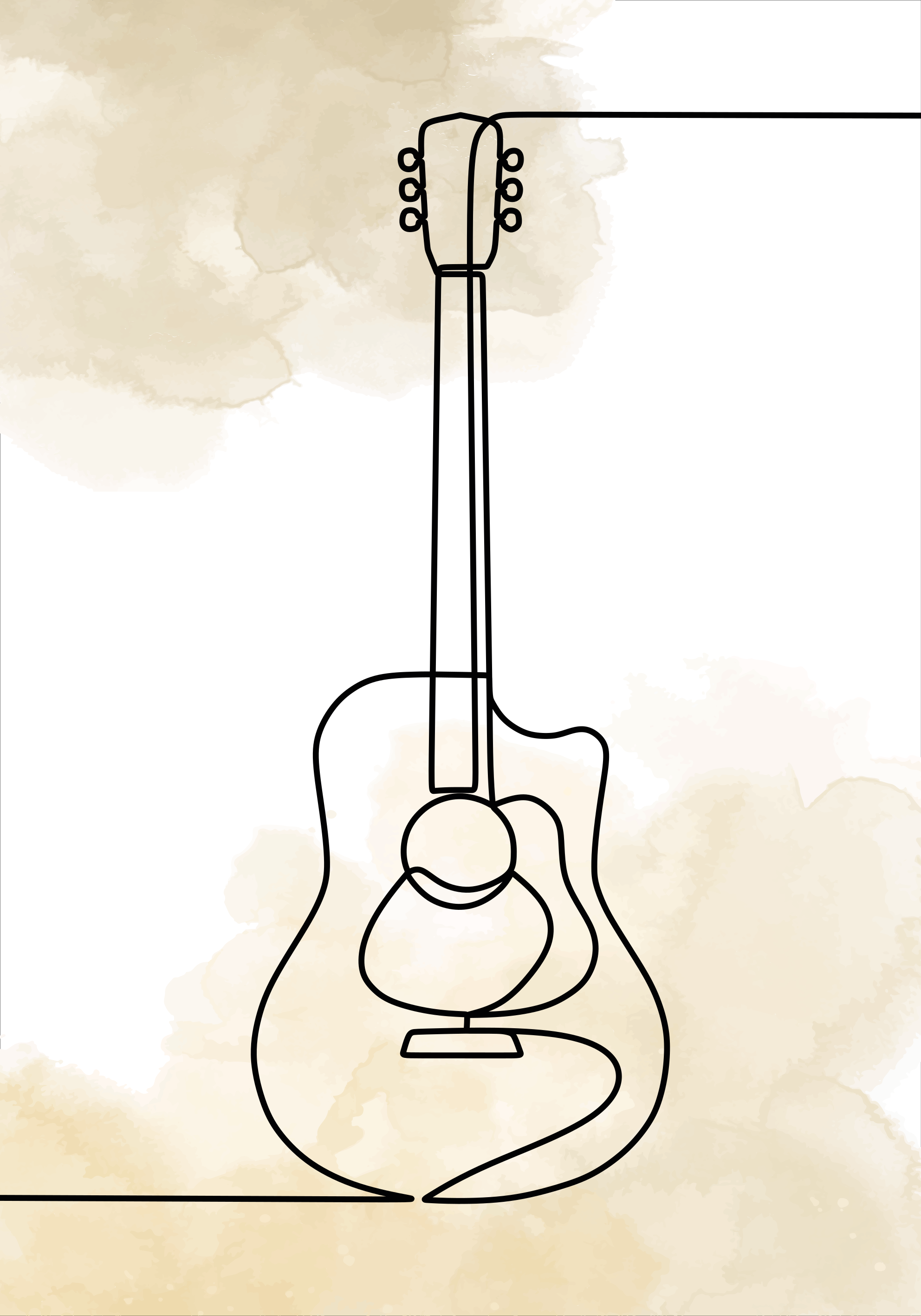 Music poster monoline guitar art print - TenStickers