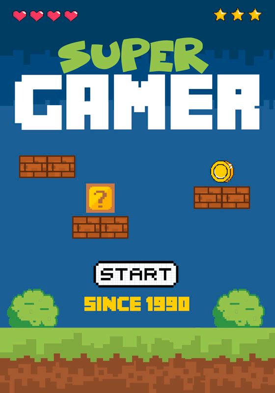 Video game poster in retro "super gamer" style - TenStickers