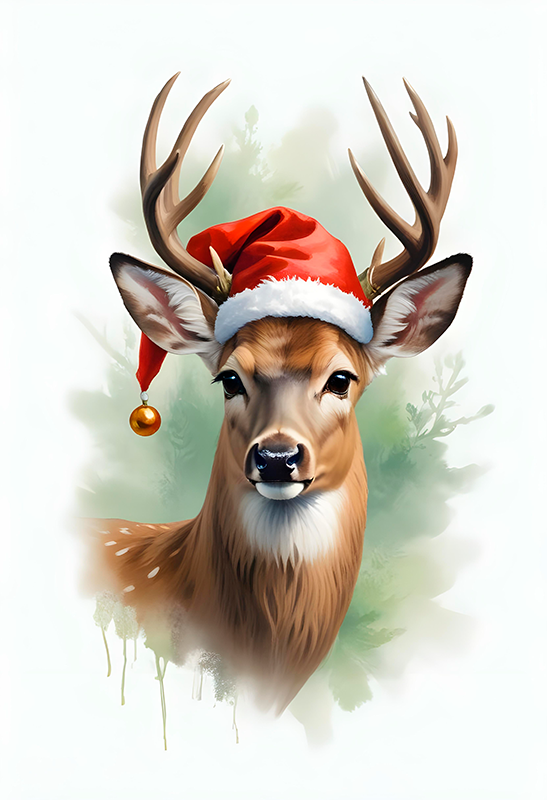 Christmas poster santa reindeer art print - TenStickers