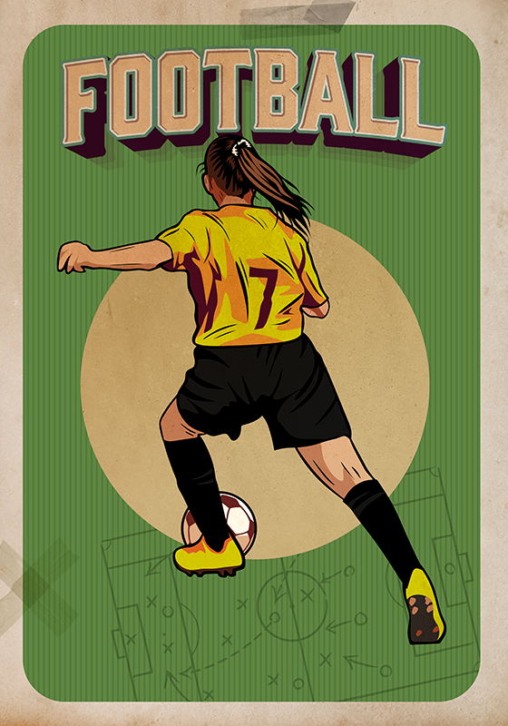 Women’s football retro poster - TenStickers